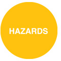Yellow circle image representing hazards.