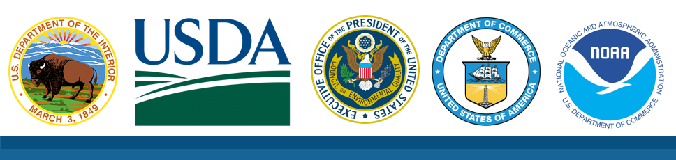 Seals for DOI, USDA, CEQ, DEC, and NOAA