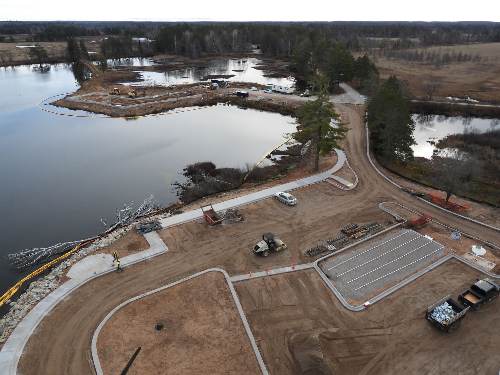 Aerial view of Seney National Wildlife Refuge construction site.