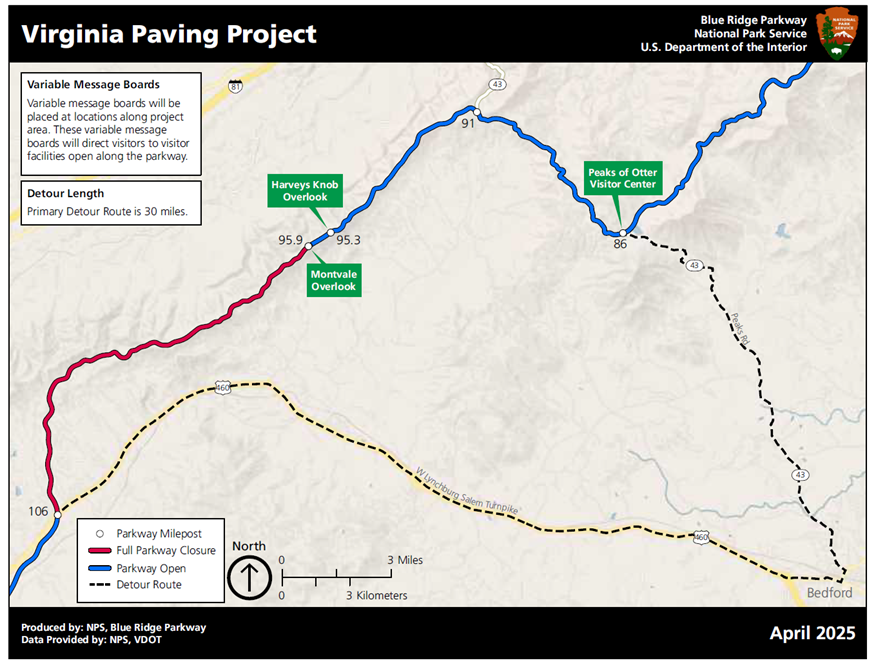 Map depicting the Virginia Paving Project