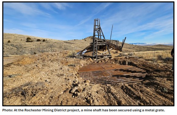 Completed secured mine shaft - Rochester Mining District