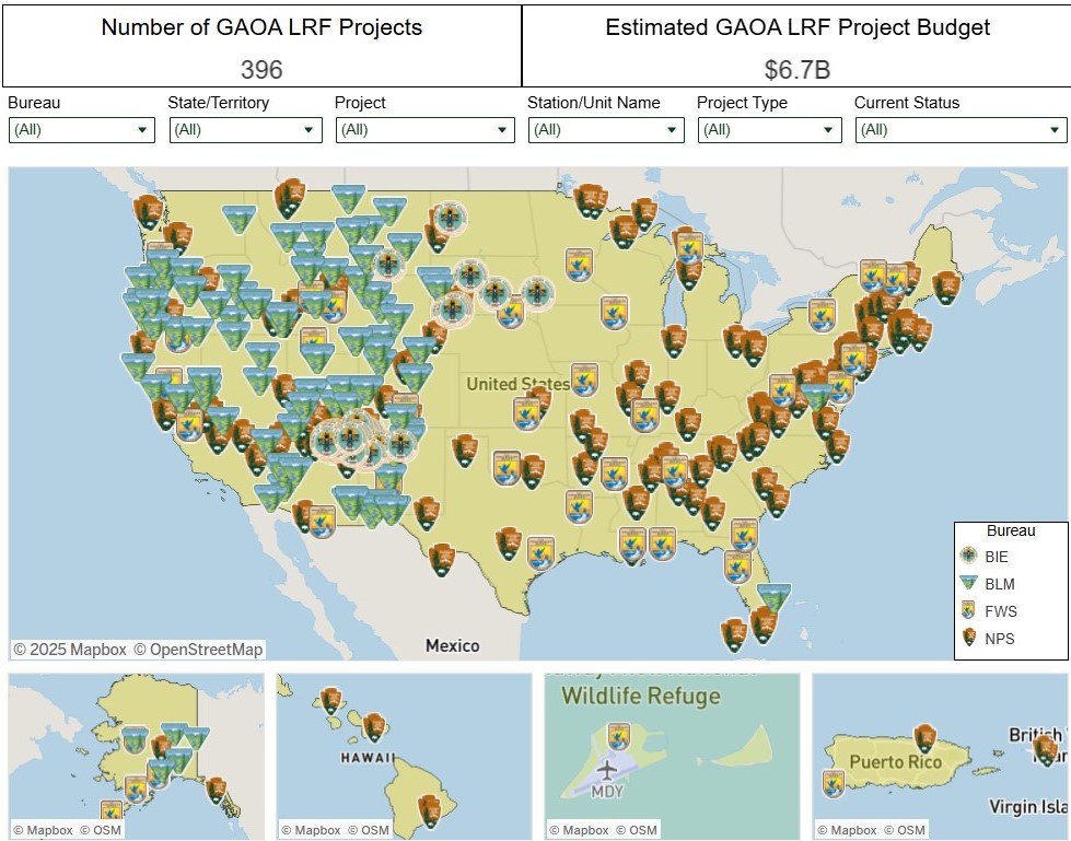 Pinpoint map of GAOA LRF projects across the country.