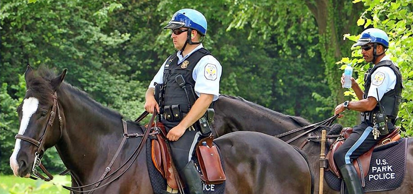 Two officers on horses.