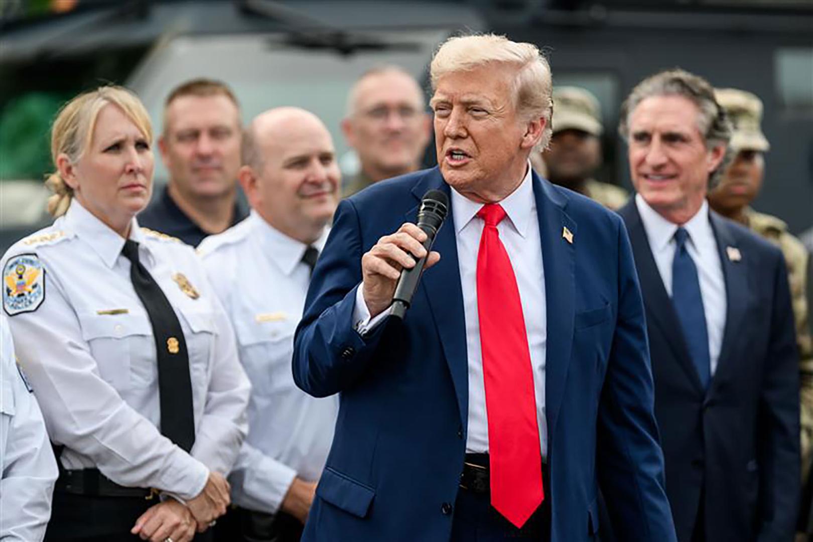 President Trump with DOI law enforcement and Sec. Burgum