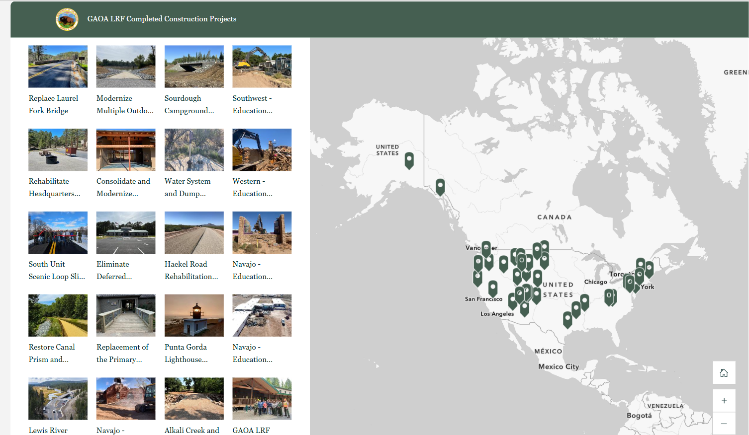 Map Tour of the "GAOA LRF Completed Construction Projects" StoryMap