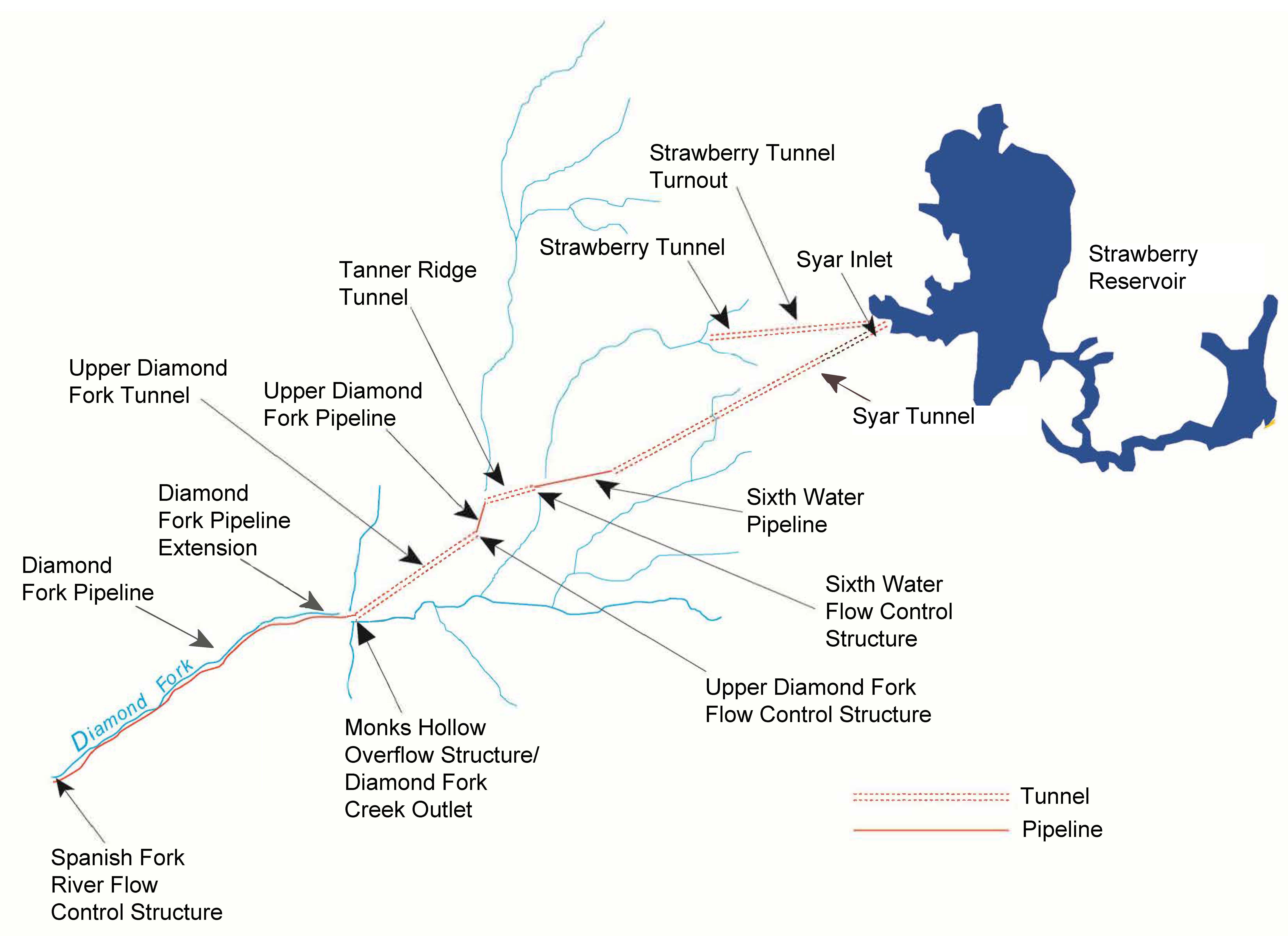 Map of the Diamond Fork System of the Bonneville Unit