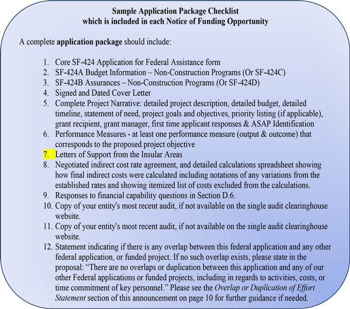 Sample Application Package Checklist photo