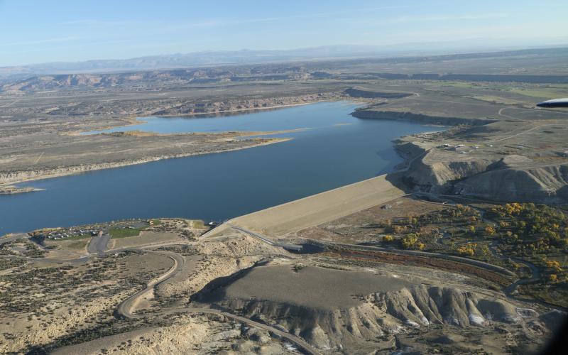 Aerial view of Starvation Dam and Reservoir, located in Duchesne County, Utah 