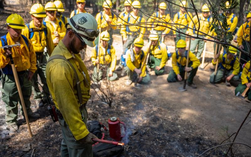 Group of U.S. army soldiers trained on the Dixie Fire.