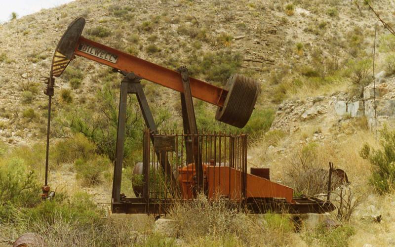 Pump jack in Guadalupe Mountains National Park.