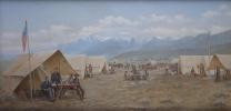 Oil painting on beaverboard of a scene from the King Survey