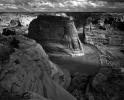 Black and white photograph by Ansel Adams of Canyon de Chelly