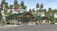 3D design rendering of visitor center building.