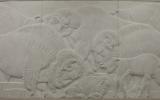 Bas relief panel of Missouri marble depicting a herd of bison