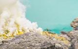 Photo of Kawah Ijen Volcano with Sulfur Mining in Indonesia