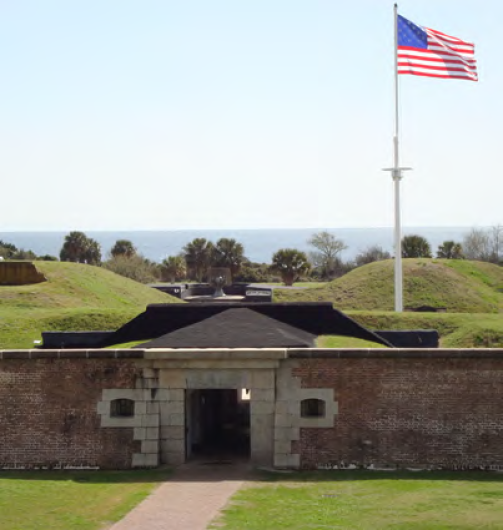 Fort Moultrie, located on Sullivan's Island at the mouth of Charleston Harbor, South Carolina. 
