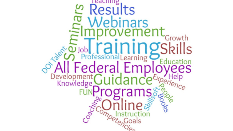 Image of All Federal Employees word cloud with various words in different colors