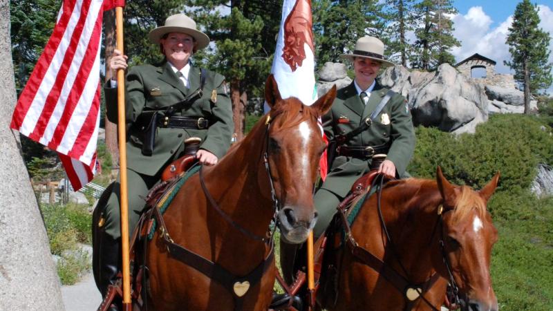 DOI NPS Rangers on horses Junior and Ben