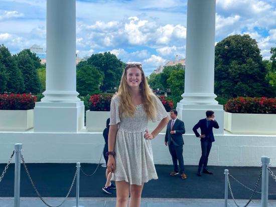 Abby Sherwood, intern at Interior’s Office of Wildland Fire, on a Demmer Scholars Program tour of the White House. Photo courtesy of Abby Sherwood.