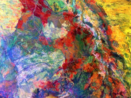 Landsat imagery depicting brilliant colors across Western Australia.
