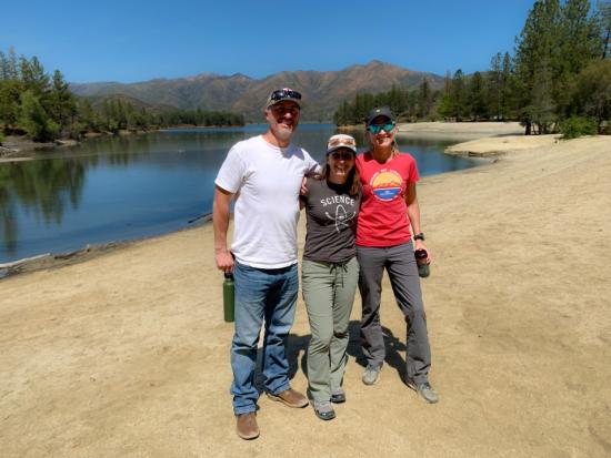Reclamation’s National Wildland Fire Management Program Coordinator Laura Harger (right) with the Regional Wildland Fire Management Program Coordinators John Hutchings and Kendra Fallon. They visited Whiskeytown Reservoir, a Reclamation reservoir within W