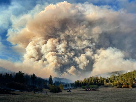 Smoke rises from the South Moccasin Fire in Montana. Photo by Lauren Kokinda, BLM