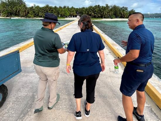 Assistant Secretary Cantor visiting Managaha Island where OIA is funding a new pier rail and ranger docking station