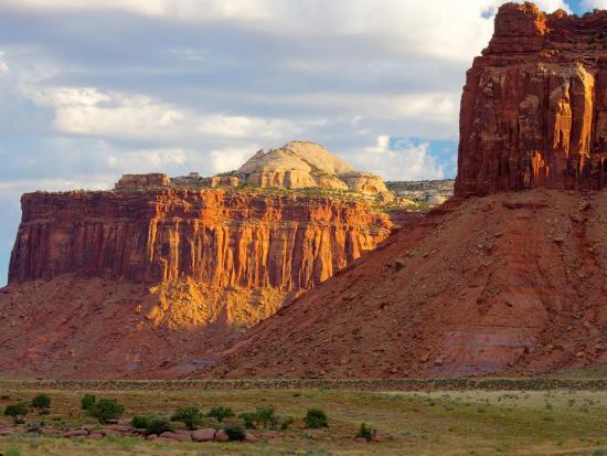 Steep red cliff faces