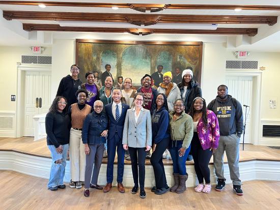 Assistant Secretary Estenoz posing with local officials, faith leaders and community members