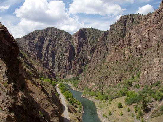 Steep cliffs with river running through