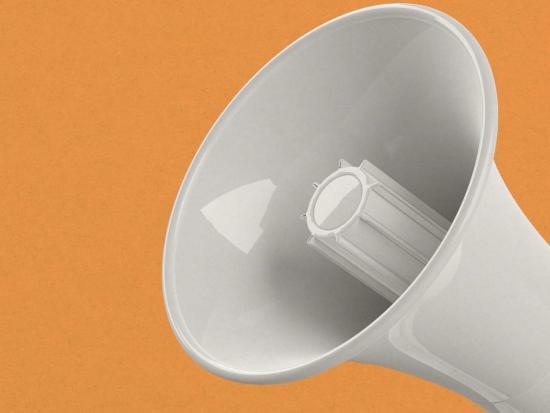 Megaphone on an orange background