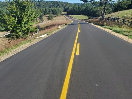 Newly rehabilitated section of the Blue Ridge Parkway near Laurel Springs, NC. Photo courtesy FHWA.
