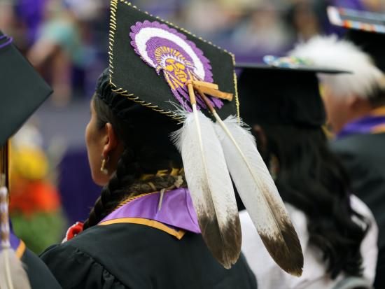 A photo of a graduation cap at a Bureau of Indian Education-funded school