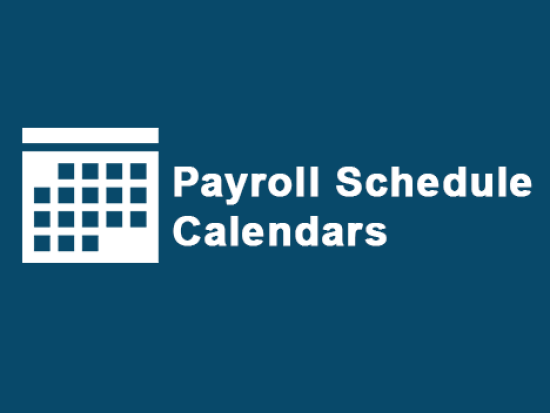 Image: Calendar icon, Text: Payroll Schedule Calendars