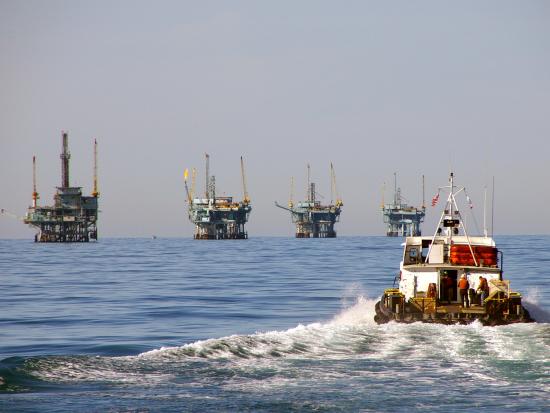 Offshore oil and gas platform in the Pacific