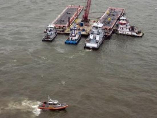 U.S. Coast Guard patrol of Kirby Barge 27706 during spill cleanup efforts