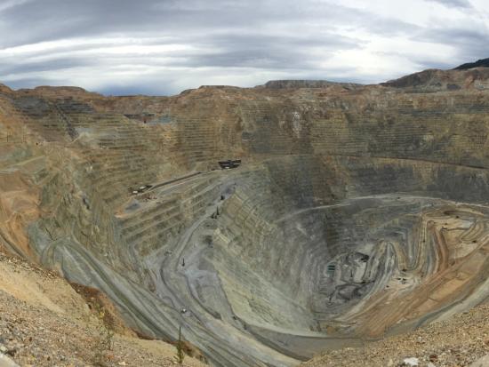 Mountain top mine area of mineral materials like sand and rocks. 