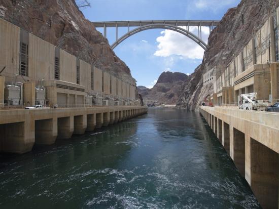 Water flowing through the Hoover Dam
