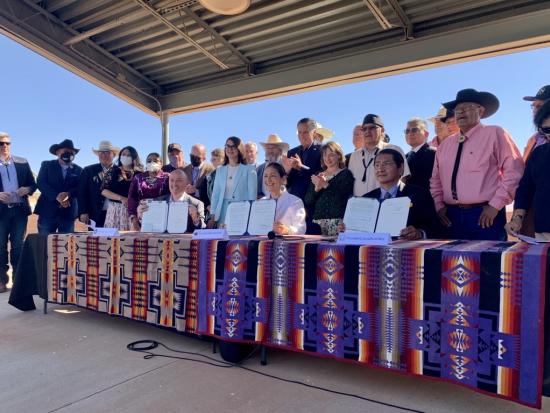 Secretary of the Interior Deb Haaland and distinguished guests sign Navajo-Utah Water Rights Settlement Agreement.