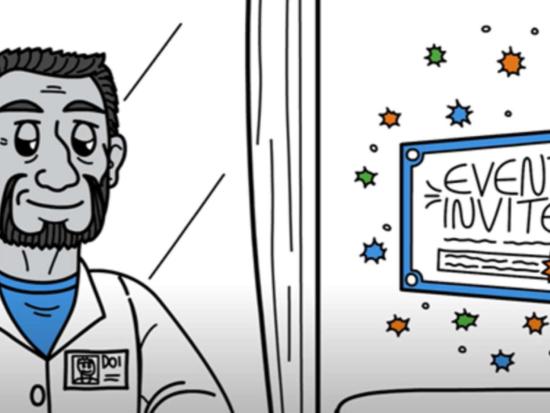 Cartoon federal employee receiving event invitation