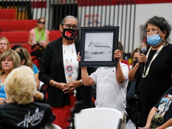 Indigenous survivors attend a "Road to Healing" event.
