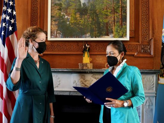 Secretary Haaland swears in Tracy Stone-Manning.