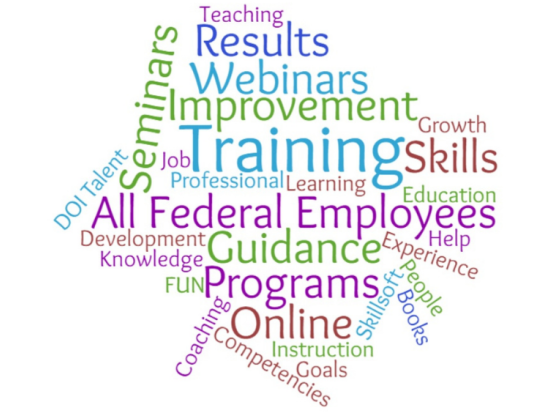 Image of All Federal Employees word cloud with various words in different colors