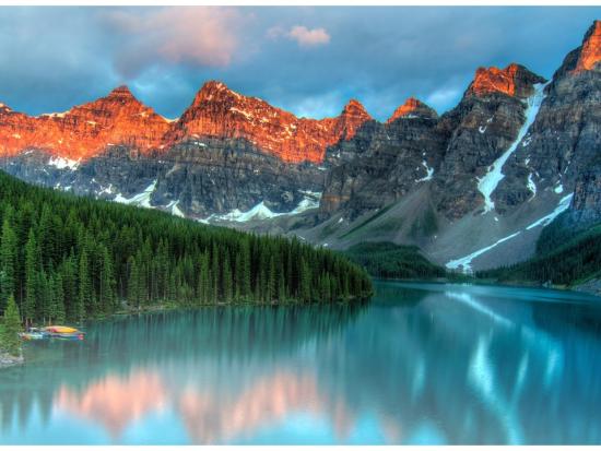 Image of lake with mountains in background