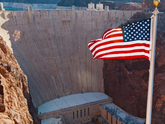 BOR dam with United States flag