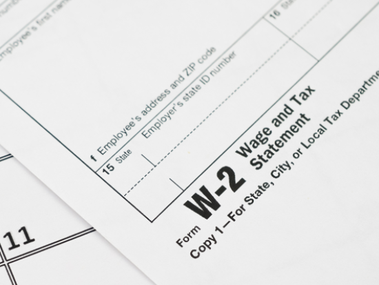 Close up photo of a W-2 form