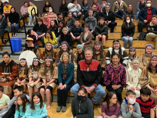 Secretary Haaland joins Senator Lisa Murkowski, Governor Mike Dunleavy, and many others in a visit to King Cove High School 