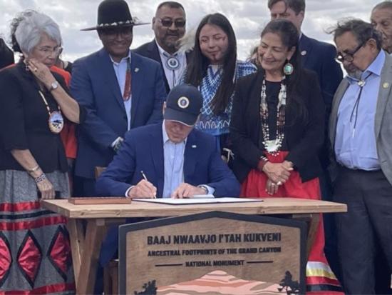 President Biden signs designation of new National Monument as others look on