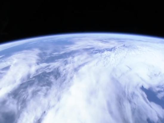 A view of a cloud-covered Earth from space.