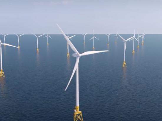 A group of wind turbines